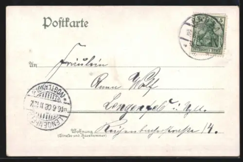 Lithographie Pausa, Kirche, Amtsgericht und Rathaus