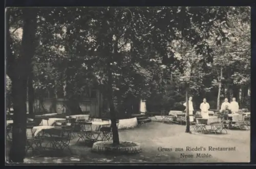AK Neue Mühle, Riedel`s Restaurant, Im Garten