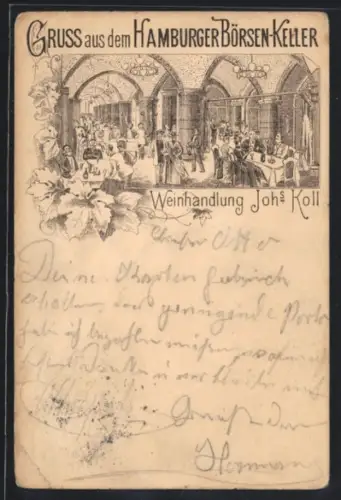 Lithographie Hamburg, Restaurant Hamburger Börsen-Keller, Johs. Koll