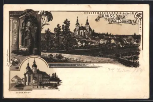 Lithographie Walldürn, Wallfahrtskirche, Altar