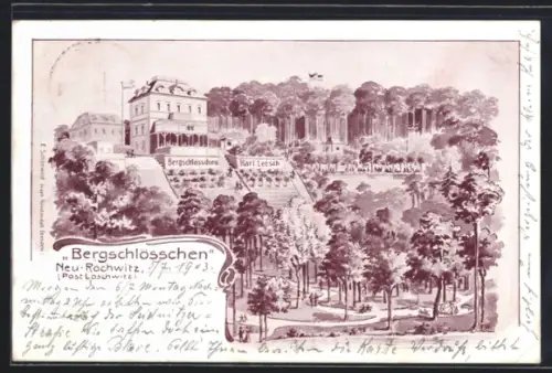 Künstler-AK Dresden-Rochwitz, Restaurant Bergschlösschen von Karl Letsch
