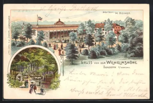 Lithographie Sundern, Gasthaus zur Wilhelmshöh v. W. Beiner
