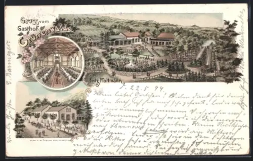 Lithographie Halle, Gasthof Grünenwalde, Inh. Fritz Flottmann