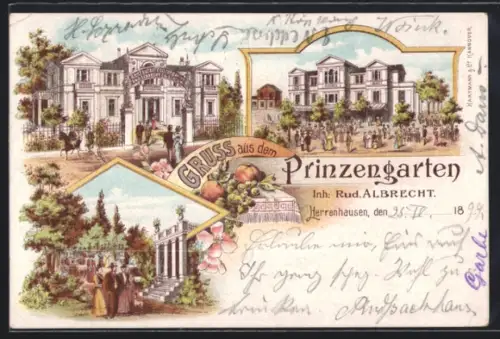 AK Herrenhausen, der Prinzengarten, Menschen im Park