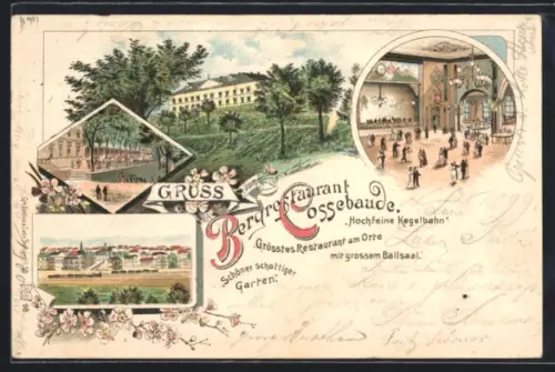 Lithographie Cossebaude, Bergrestaurant Cossebaude mit Ballsaal