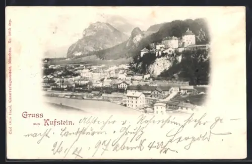 AK Kufstein, Ortsansicht mit Festung