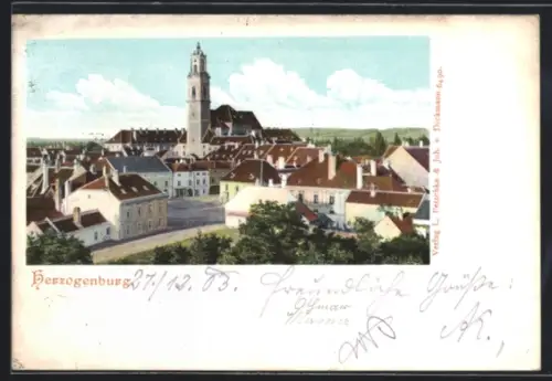 AK Herzogenburg, Ortspanorama mit Kirche