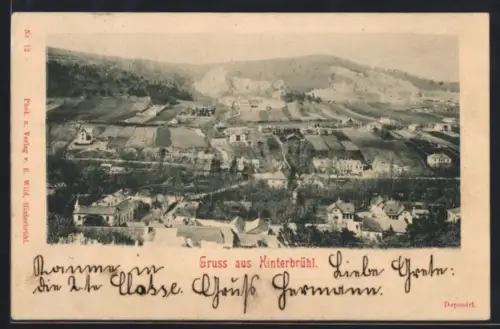 AK Hinterbrühl, Ortsansicht mit Hügeln