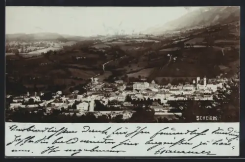 AK Scheibbs, Panorama mit Ort und Landschaft
