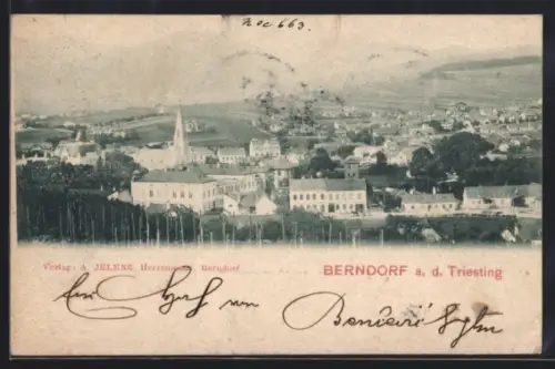 AK Berndorf a. d. Triesting, Ortspanorama mit Kirche