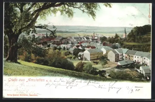 AK Amstetten /N.-Ö., Ortsansicht von einer Anhöhe aus
