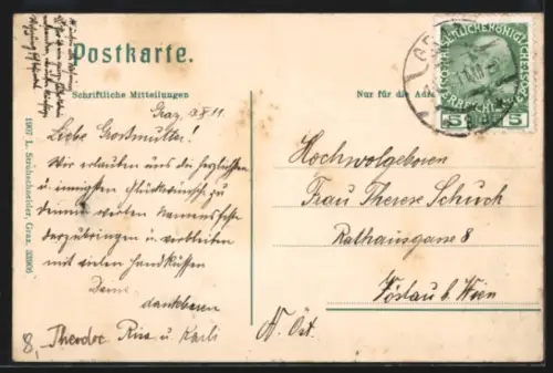 AK Graz, Ruckerlberg vom Schlossplatz