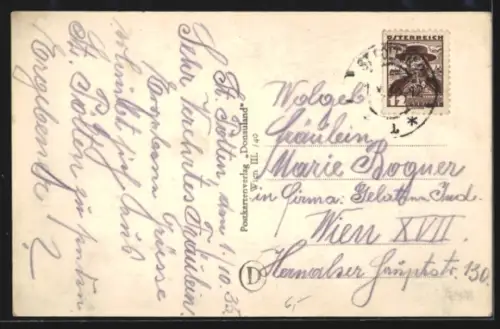 AK St. Pölten, Rathausplatz mit Säulendenkmal