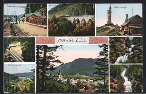 AK Mariazell, Puchenstuben, Zug, Bürgeralpe
