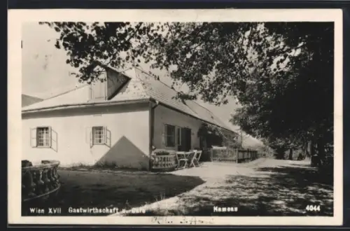AK Wien, Hameau, Gasthaus und Cafe mit Gartenterrasse