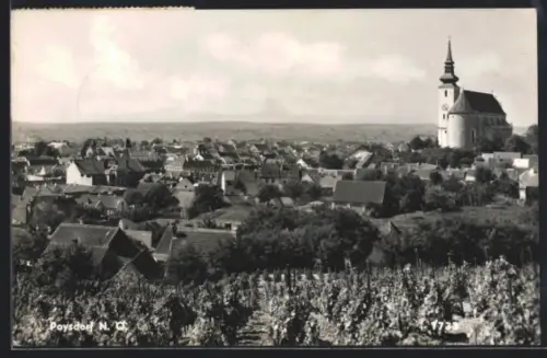 AK Poysdorf /N.Ö., Panorama mit Kirche