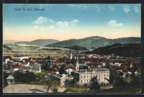 AK St. Veit /Kärnten, Panorama mit Stadt und Kirche