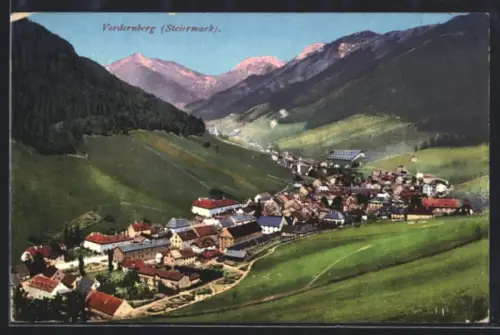AK Vordernberg /Steiermark, Panorama mit Ort und Bergen