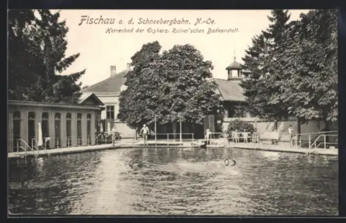 AK Fischau a. d. Schneebergbahn, Herrenbad der Erzherzog Rainer`schen Badeanstalt