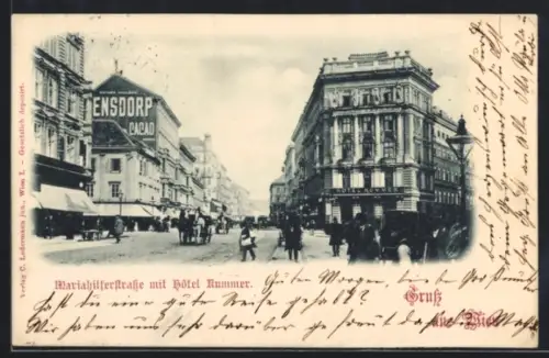 AK Wien, Mariahilferstrasse mit Hotel Kummer