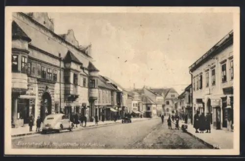 AK Eisenstadt /NÖ, Hauptstrasse mit Rathaus