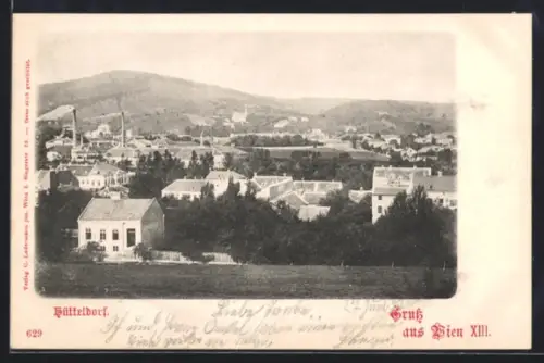 AK Wien, Hütteldorf, Ortspanorama mit Kirche