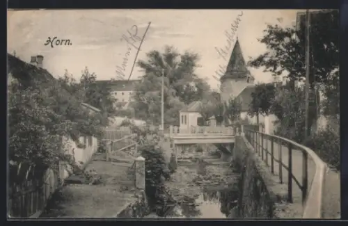 AK Horn, Kirche mit Strassenpartie