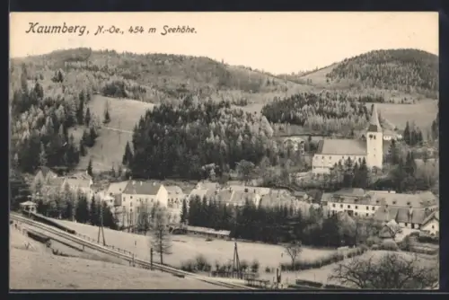 AK Kaumberg /N.-Oe, Ortspartie mit Kirche