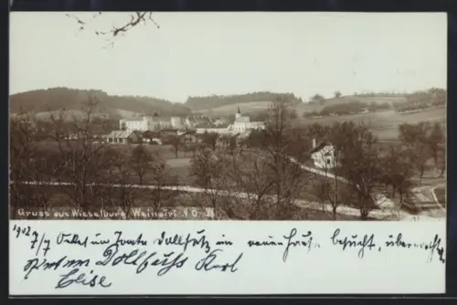 AK Weinzierl /N. Ö., Wieselburg, Ortspartie mit Burg