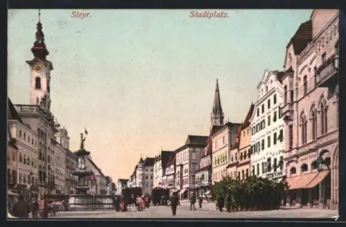 AK Steyr, Stadtplatz mit Geschäften