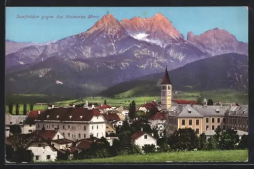 AK Saalfelden, Gesamtansicht gegen das Steinerne Meer
