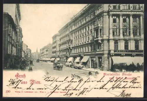 AK Wien, Mariahilferstrasse mit Hotel Kummer, Geschäfte