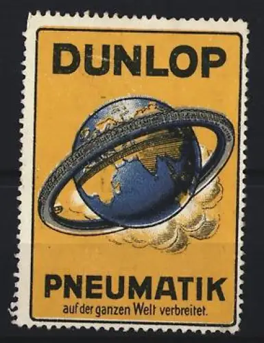Reklamemarke Dunlop, Pneumatik, Weltkugel mit Reifen