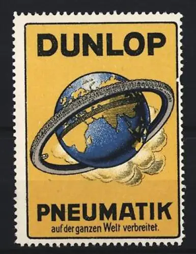 Reklamemarke Dunlop, Pneumatik, Globus mit Reifen