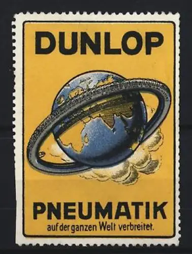 Reklamemarke Dunlop, Pneumatik, Globus mit Reifen