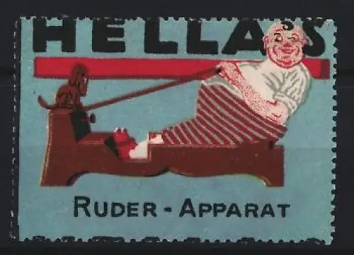 Reklamemarke Hellas, Ruder-Apparat, Mann beim Rudern