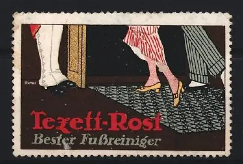 Reklamemarke Tezett-Rost, Bester Fussreiniger, Tür und Schuhe
