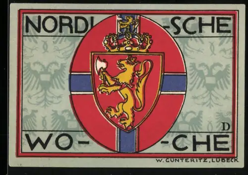 Notgeld Lübeck 1921, 50 Pf., Kirche und Löwenwappen mit Krone