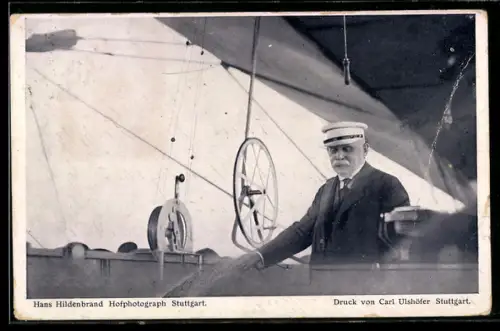 AK Echterdingen, Graf Zeppelin bei der Landung mit einem Luftschiff am 5.8.1908