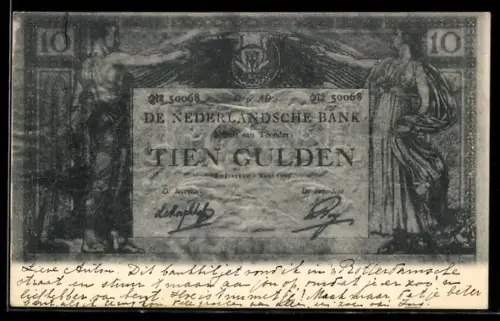 AK Schmied und Frau auf einem niederländischen zehn Gulden-Schein