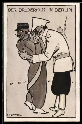 Künstler-AK Berlin, Der Bruderkuss, Propaganda 1. Weltkrieg