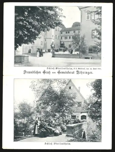 Klapp-AK Obersontheim, Ansicht vom Schloss Obersontheim
