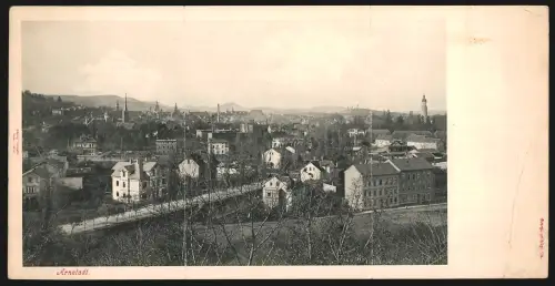 Klapp-AK Arnstadt, Ortsansicht mit Kirche vom Berghang aus