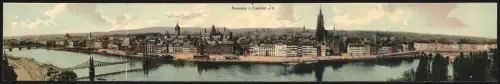 Klapp-AK Frankfurt a. M., Panorama der Stadt mit Main und Brücke