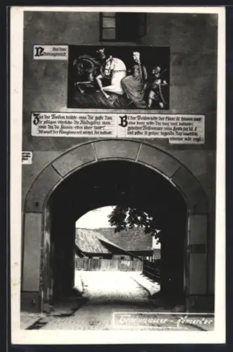AK Traismauer, Römertor, Durchgang zur Gasse