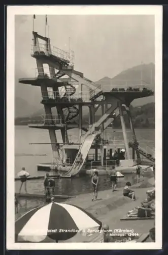 AK Millstatt /Kärnten, Strandbad mit Sprungturm