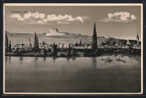 AK Neusiedl a. See, Panorama mit Seeufer