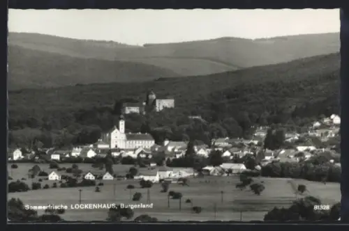 AK Lockenhaus /Burgenland, Ortsansicht mit Burg und Kirche