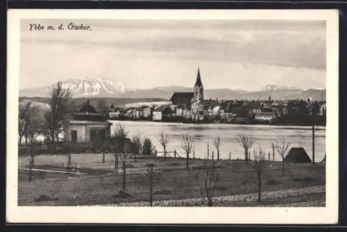 AK Ybbs, Ortsansicht mit dem Ötscher