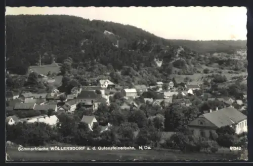 AK Wöllersdorf a. d. Gutensteinerbahn, Ortsansicht aus der Vogelschau